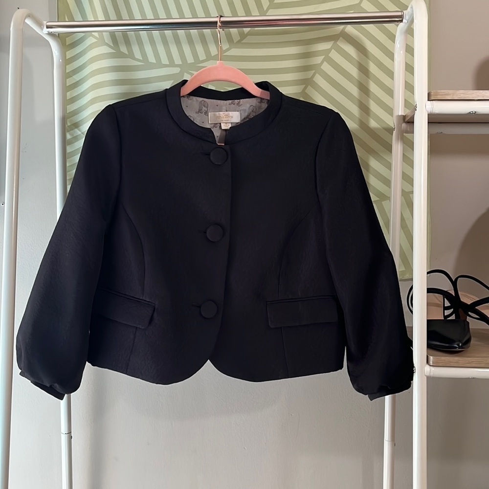 Erin Fetherston Black Puff Sleeve Blazer Jacket Womens M Formal Event Coquette